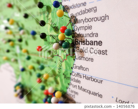city pinc over brisbane city on a map 14056876