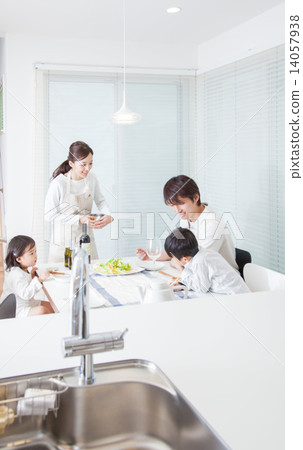 A family gathering in a dining kitchen 14057938