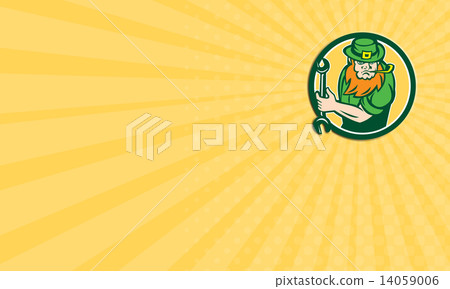 Business card Leprechaun Mechanic Spanner Circle Retro 14059006