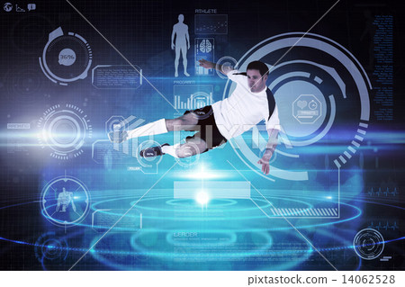 Composite image of football player in white kicking Composite image of football player in white kicking 14062528