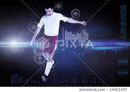 Composite image of football player in white kicking Composite image of football player in white kicking 14063397