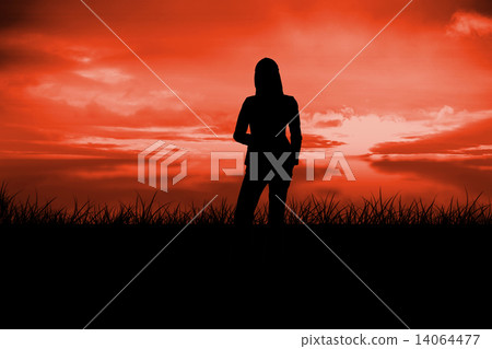 Composite image of silhouette of businesswoman standing Composite image of silhouette of businesswoman standing 14064477