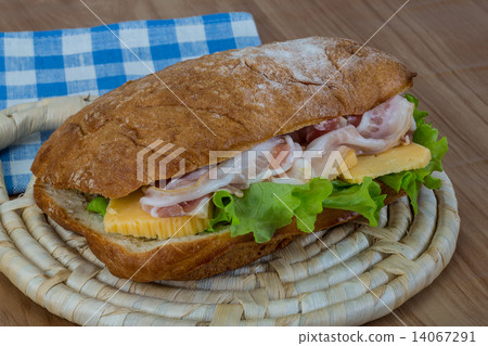 Ciabatta with cheese and bacon 14067291