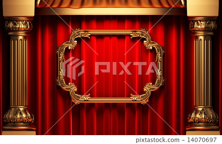 red curtains, gold columns and frames red curtains, gold columns and frames 14070697