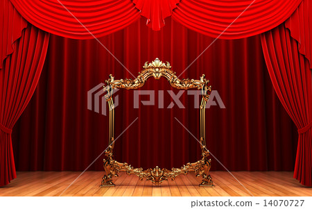 red curtains, gold frame 14070727