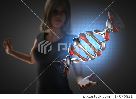 woman and futusistic hologram 14070831