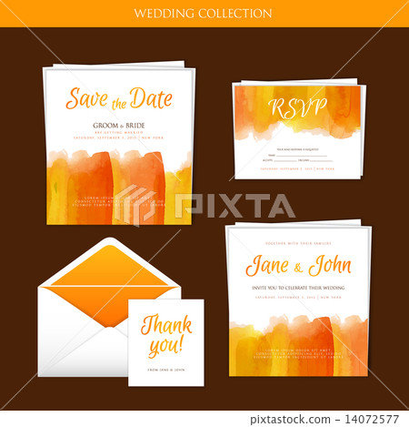 Wedding collection with watercolor - Stock Illustration [14072577] - PIXTA