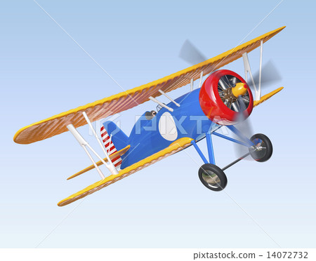 在天空的減速火箭的雙翼飛機飛行 14072732