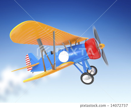 Retro biplane flying in the sky Retro biplane flying in the sky 14072737
