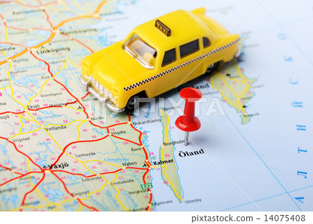 Stock Photo: Oland ,Sweden map taxi