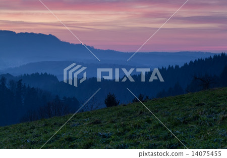 sunset time over low mountains sunset time over low mountains 14075455