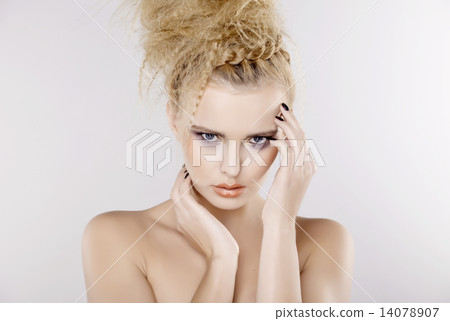 Young pretty woman with beautiful blond hairs 14078907