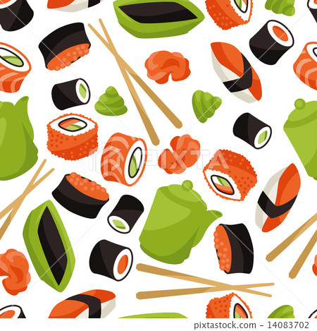 Seamless pattern with sushi. Seamless pattern with sushi. 14083702