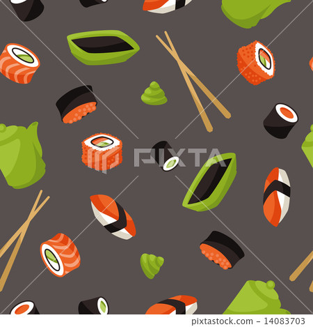 Seamless pattern with sushi.  14083703
