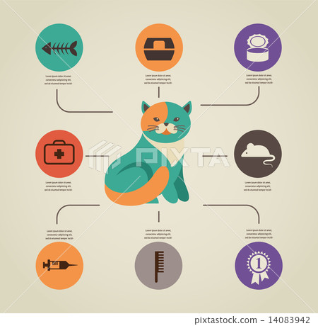 Cat infographics with vector icons set Cat infographics with vector icons set 14083942