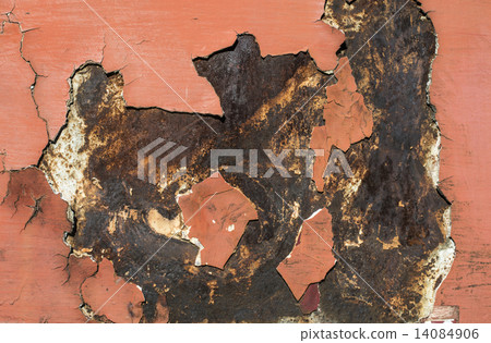 Cracked paint on rusty iron 14084906