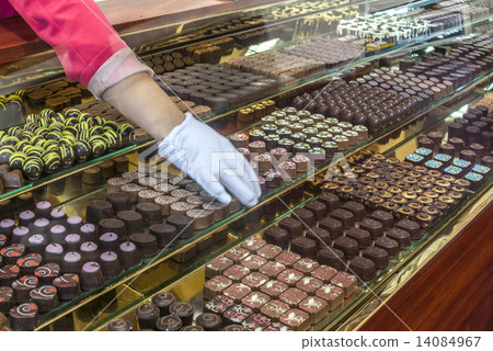 Chocolate candy in a store window 14084967