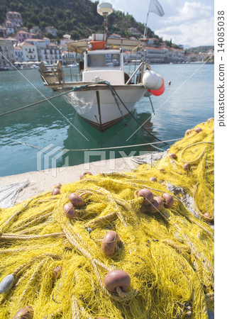 Fishnets on fish boat 14085038