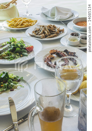 Table in greek restaurant Table in greek restaurant 14085134