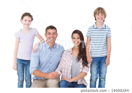 Family smiling together over white background 14088264