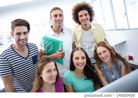 Smiling students in computer class Smiling students in computer class 14088489