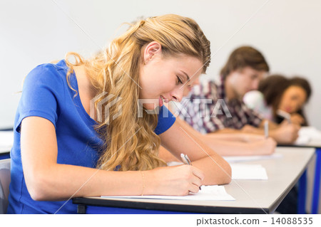 Students writing notes in classroom Students writing notes in classroom 14088535