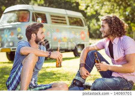 Hipster friends toasting with beers 14093701