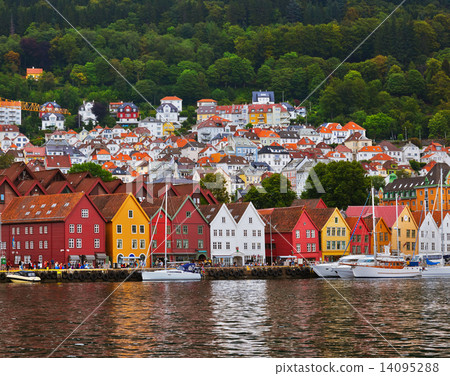 Famous Bryggen street in Bergen - Norway 14095288