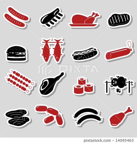 meat food color stickers and symbols set eps10 meat food color stickers and symbols set eps10 14095463
