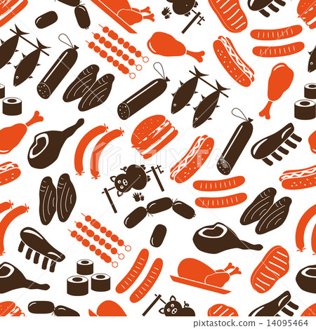 meat food icons and symbols color seamless pattern eps10 meat food icons and symbols color seamless pattern eps10 14095464
