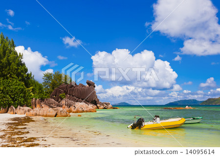 Tropical island Curieuse at Seychelles 14095614