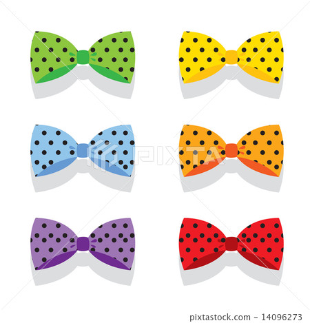 Set Of Colorful Polka Dot Bow Ties. Set Of Colorful Polka Dot Bow Ties. 14096273