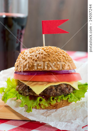 Tasty burgers with flags 14097244