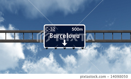 Barcelona Spain Highway Road Sign 14098050