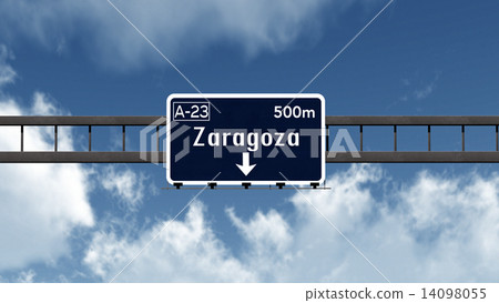 Zaragoza Spain Highway Road Sign 14098055