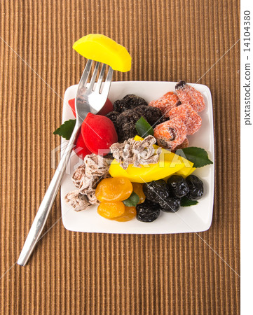 preserved fruits & Dried fruits. Food Snack on a Background 14104380