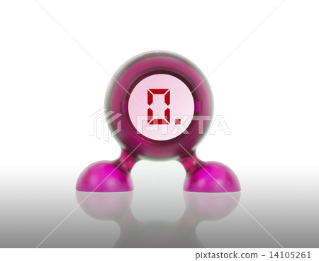 Small pink plastic object with a digital display 14105261