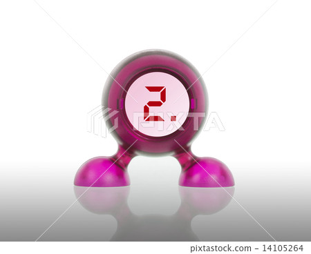 Small pink plastic object with a digital display 14105264