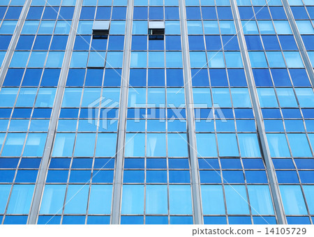 Modern office facade perspective with blue glass 14105729