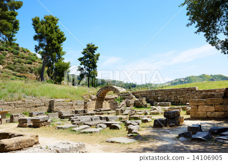 The entrance in ancient Olympia Stadium, Peloponnes, Greece The entrance in ancient Olympia Stadium, Peloponnes, Greece 14106905