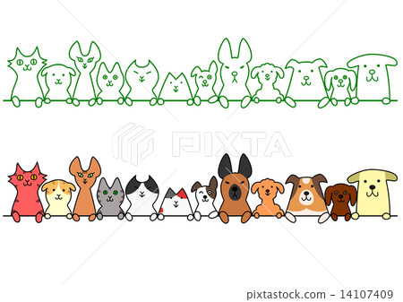 Dog and cat one row copy space set Dog and cat one row copy space set 14107409