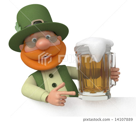 Saint Patrick with a billboard and beer Saint Patrick with a billboard and beer 14107889