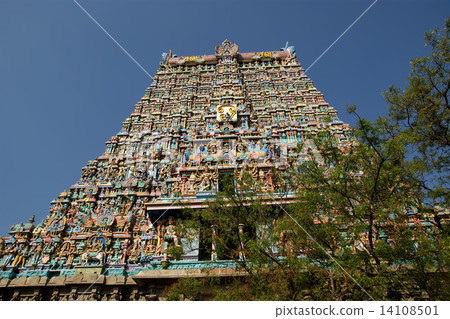 Meenakshi hindu temple in Madurai, Tamil Nadu, South India. Scul 14108501