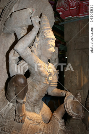 The traditional Hindu religion sculpture. Inside of Meenakshi hi 14108653