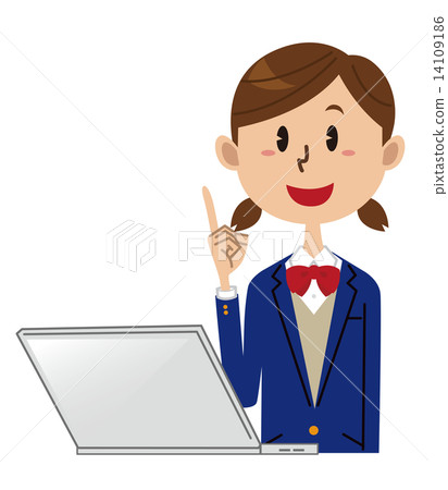 Female student PC finger pointing - Stock Illustration [14109186] - PIXTA