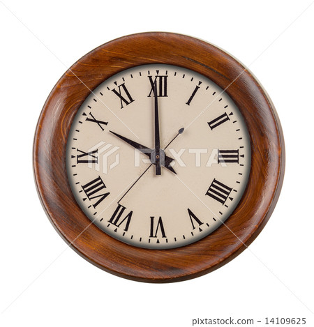 Vintage clockface showing ten o'clock in wooden frame 14109625