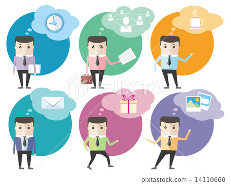 Business man icons with dialog bubbles Business man icons with dialog bubbles 14110660
