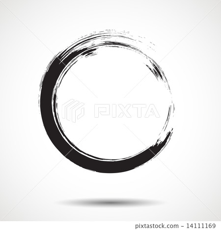 Brush painted black ink circle - Stock Illustration [14111169] - PIXTA