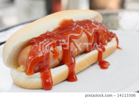 Fast food hot dog with ketchup 14113306