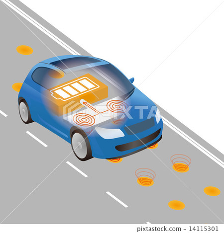 Electric car wireless charging image Illustration 14115301